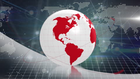 Digital Globe with Network Connections and World Map Overlay