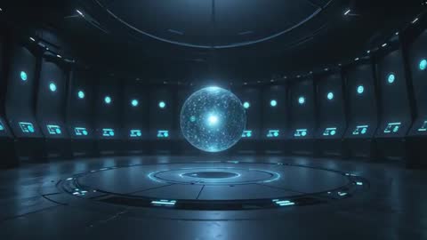 Futuristic Holographic Sphere in Research Laboratory Setting