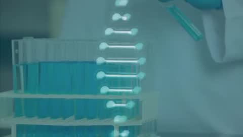 Concept of Biotechnology with Test Tubes and DNA Animation