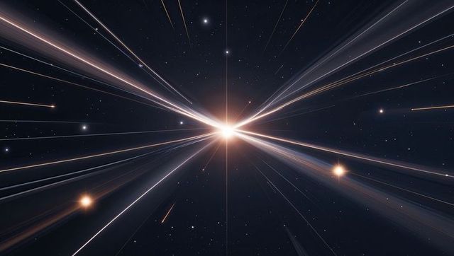 Radiating light burst in deep space