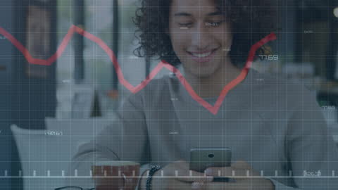 Young Entrepreneur Analyzing Financial Trends via Smartphone