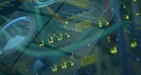 Futuristic Data Processing Interface with Holographic Displays