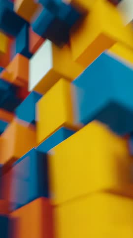 Shifting Colored Cubes Pulsing in 3D Grid Vertical Loop for Tech and Social Media