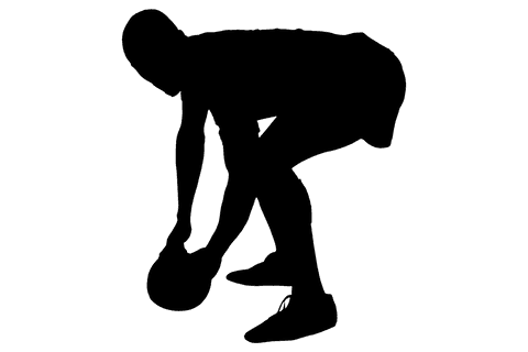 Transparent silhouette of rugged rugby player charging forward