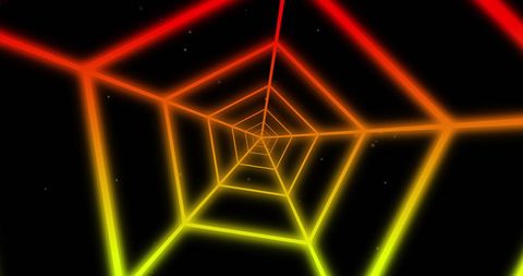 Neon tunneling effect with vibrant red and yellow shades