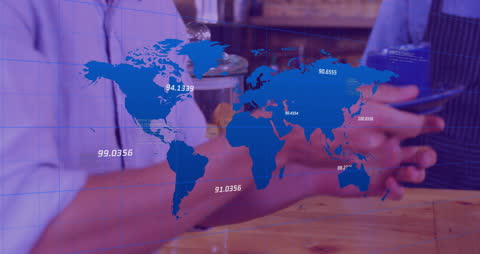 Global Network Interface Technology Concept with World Map Display