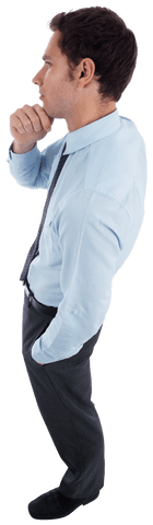thoughtful businessman in light blue shirt looking pensive transparent - Download Free Stock Videos Pikwizard.com