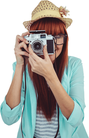 hipster woman holding retro camera transparent background - Download Free Stock Videos Pikwizard.com