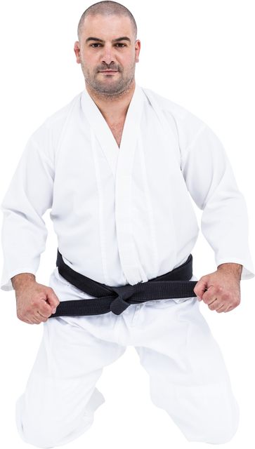 Transparent Karate Fighter in Traditional Stance with Black Belt - Download Free Stock Videos Pikwizard.com