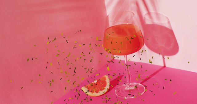 Festive Cocktails with Confetti on Vibrant Pink Background - Download Free Stock Images Pikwizard.com