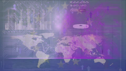 Global Business Analytics and Data Visualization with Arrow Icons