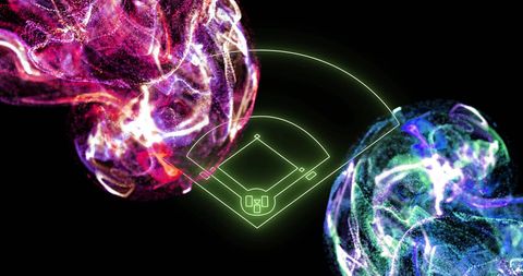 Vibrant Abstract Shapes with Futuristic Geometric Overlay - Download Free Stock Images Pikwizard.com