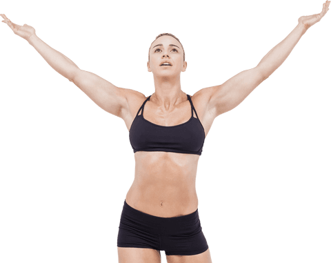 Female Athlete Raising Arms in Triumph Transparent Background - Download Free Stock Videos Pikwizard.com