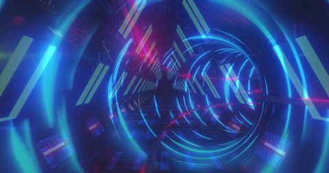 Futuristic Digital Data Tunnel with Neon Triangles - Download Free Stock Images Pikwizard.com