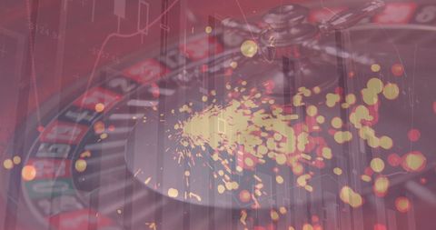 Roulette wheel overlay with financial chart for economic risks
