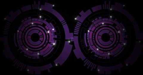 Futuristic Digital Interface with Circles and Light Spots on Black - Download Free Stock Images Pikwizard.com