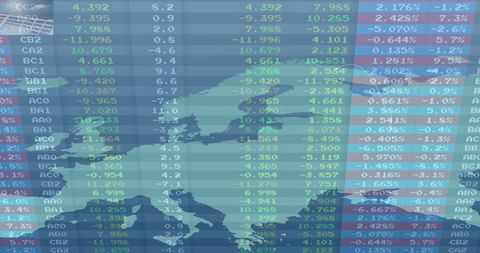 Global Financial Data Overlay on Europe Map with Trends - Download Free Stock Images Pikwizard.com