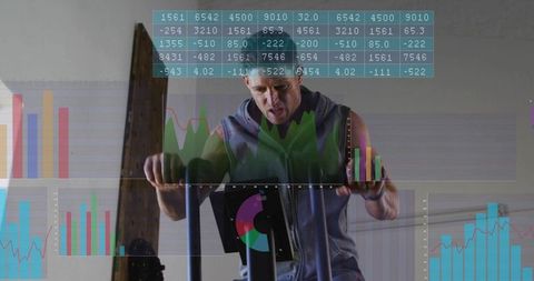 Tracking fitness data while training on home elliptical with digital analytics overlay