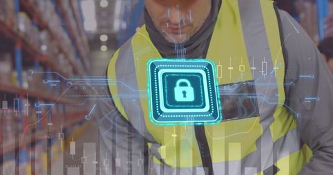 Digital Security Interface with Warehouse Worker Concept - Download Free Stock Images Pikwizard.com