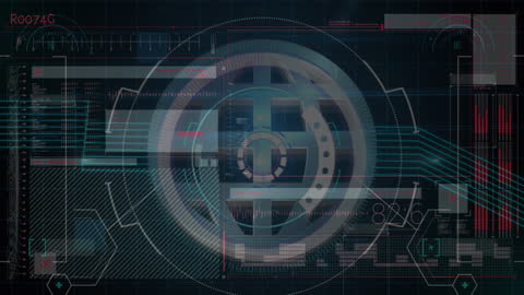 Futuristic HUD Display with Digital Data Processing