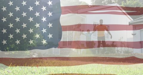 Family Celebrating Independence Day with Patriotic Spirit