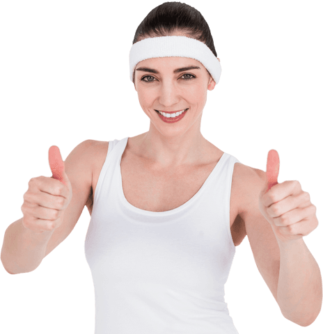 Smiling Female Athlete Giving Thumbs Up with Transparent Background