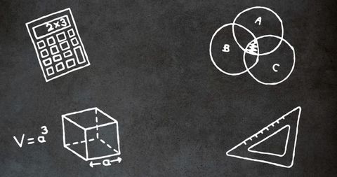 Chalkboard doodles: math and geometry educational concepts