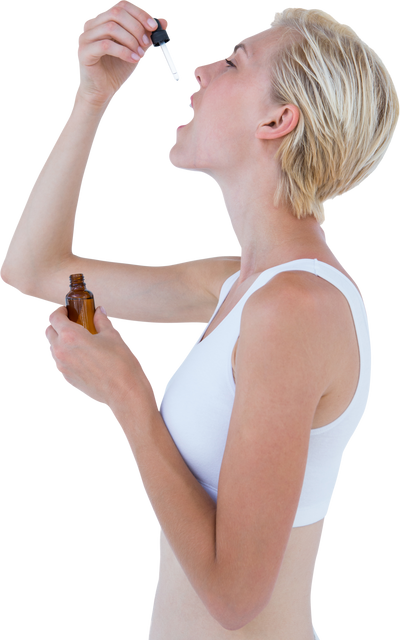 Transparent Illustration of Woman Taking Medicine with Dropper - Download Free Stock Videos Pikwizard.com