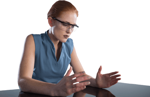 Transparent Businesswoman Wearing Smart Glasses Gesturing - Download Free Stock Videos Pikwizard.com