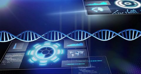 DNA Strand on Futuristic Digital Data Background - Download Free Stock Images Pikwizard.com