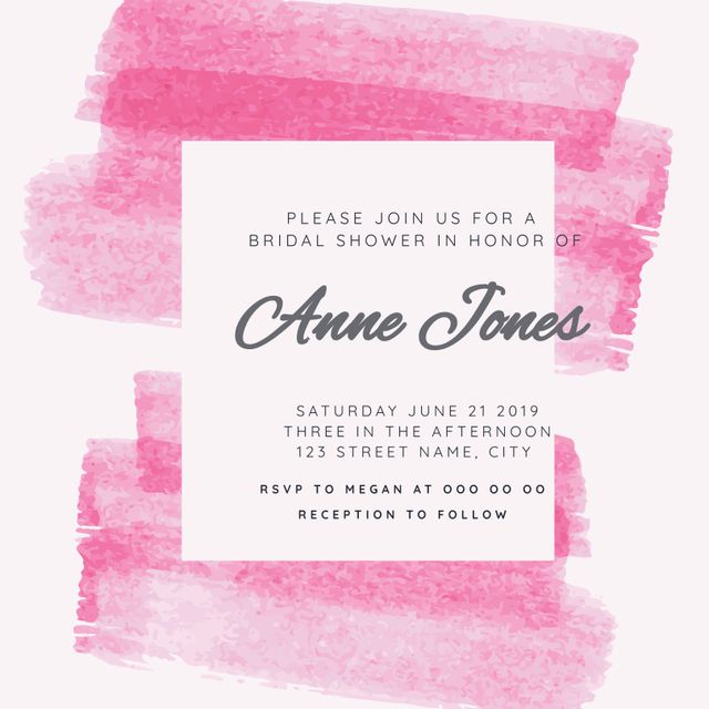 Elegant Pink Watercolor Bridal Shower Invitation - Download Free Stock Templates Pikwizard.com