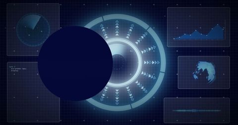Futuristic Digital Interface with Data and Globe Graphics - Download Free Stock Images Pikwizard.com