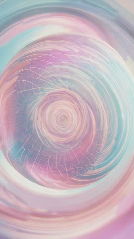 Spinning Pastel Rings Expanding with Crackled Texture, Vertical Abstract Motion Loop