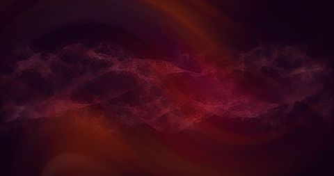 Pulsing maroon particle wave filament with neon glow and soft light flares