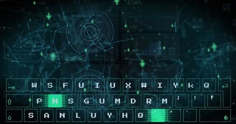 Futuristic Digital Keyboard Interface with Abstract Network Graphics - Download Free Stock Images Pikwizard.com