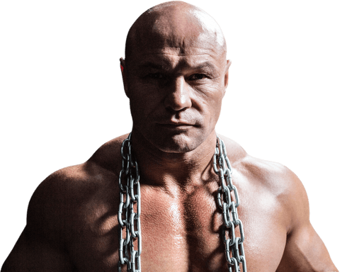 Confident Muscular Bodybuilder with Chains on Transparent Background