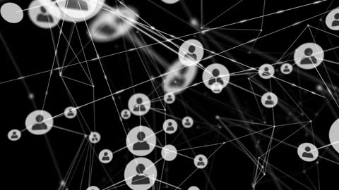 Digital Network Connections with Glowing People Icons