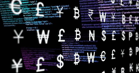 currency symbols overlaying digital code background reflecting global economy - Download Free Stock Images Pikwizard.com