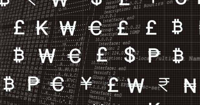 Image of currency symbols over data processing on black background - Download Free Stock Photos Pikwizard.com
