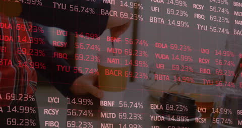 Stock Market Data Overlay with Coffee Break Atmosphere