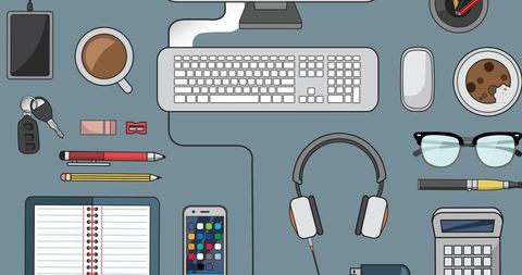 Organized Office Desktop with Digital Accessories - Download Free Stock Images Pikwizard.com