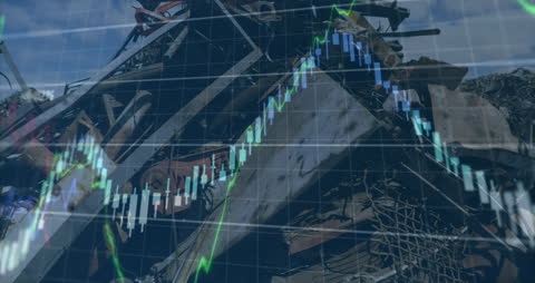Data Trends Overlaying Rubbish Dump Depicting Global Challenges
