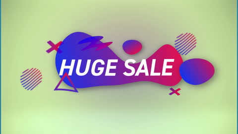 Dynamic Huge Sale Text with Abstract Colorful Shapes