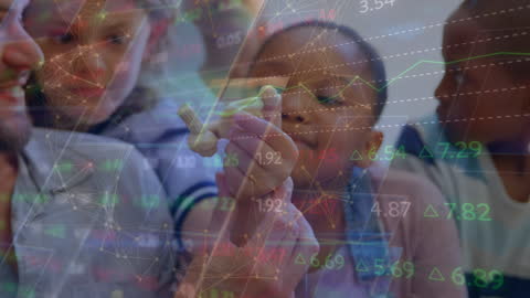 Digital Learning Concept with Children and Data Visualization