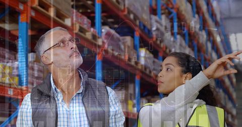 Diverse Warehouse Employees Analyzing Data Overlay - Download Free Stock Images Pikwizard.com