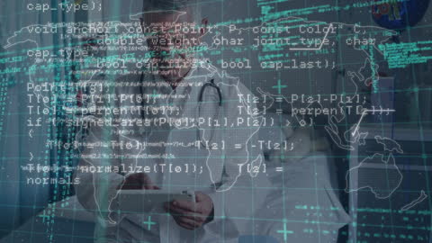Businessman Analyzing Medical Data with Global Technology Interface