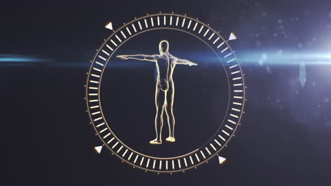 Digital Human with Abstract Vortex Interface in Dark Space