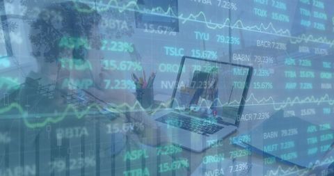 Financial Data Analysis with Businessman and Digital Interface