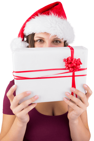 transparent festive woman holding christmas gift - Download Free Stock Videos Pikwizard.com