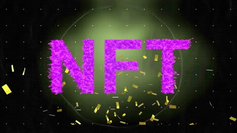 NFT Digital Art with Vibrant Confetti and Glowing Effect